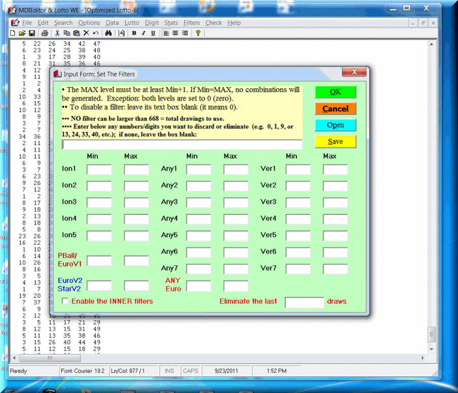 MDIEditor Lotto is intelligent lottery software, Powerball, Mega Millions, gambling software.